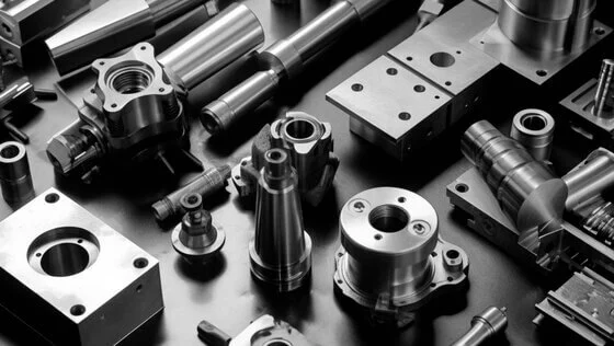 piezas de acero semiacabadas dispuestas sobre una superficie plana